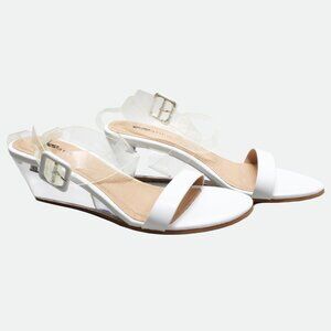 Matiko Heely 2" Clear Wedge Sandal White Clear Straps Size 37 US 6.5